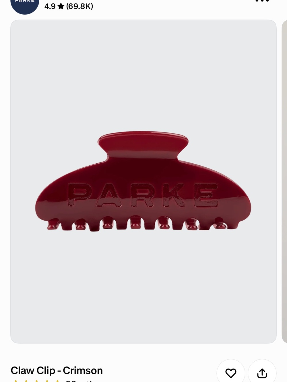 PARKE Glossy Crimson Claw Clip for Women